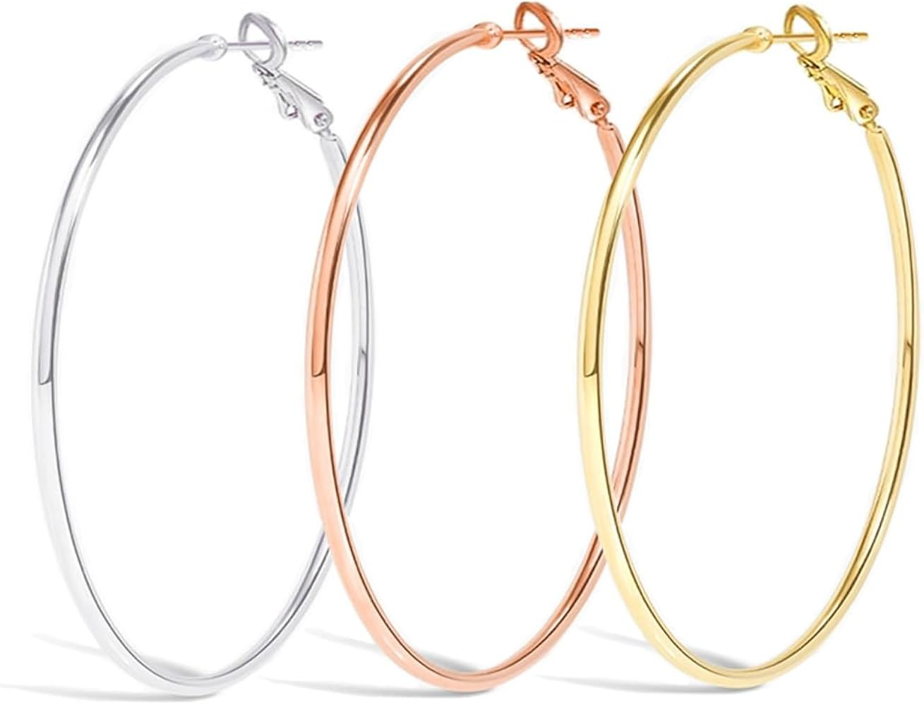 Cocadant Big Gold Hoop Earrings for Women Girls,Dainty 14k Gold Hypoallergenic Rose Gold Silver H... | Amazon (US)