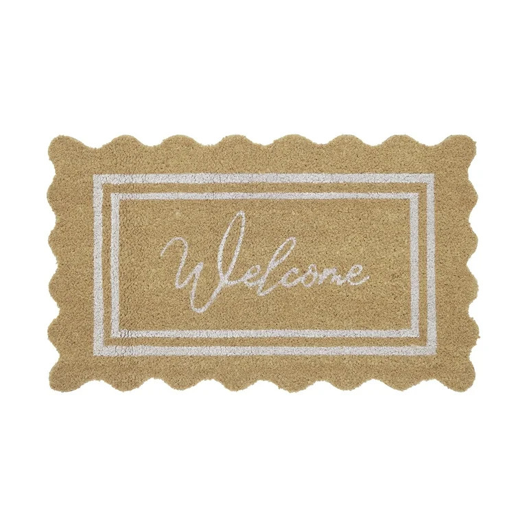 My Texas House Welcome Natural Scalloped Edge and Border Outdoor Coir Doormat, 18" x 30" | Walmart (US)