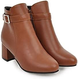 WangchngqingWXZ Boots for Women, Autumn Winter Block Chunky High Heels Ankle Boots for Women Blac... | Amazon (CA)