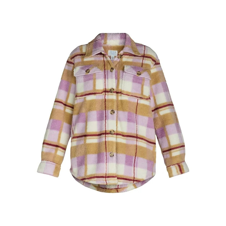 Time and Tru Women's Faux Shearling Shacket, Sizes XS-XXXL | Walmart (US)