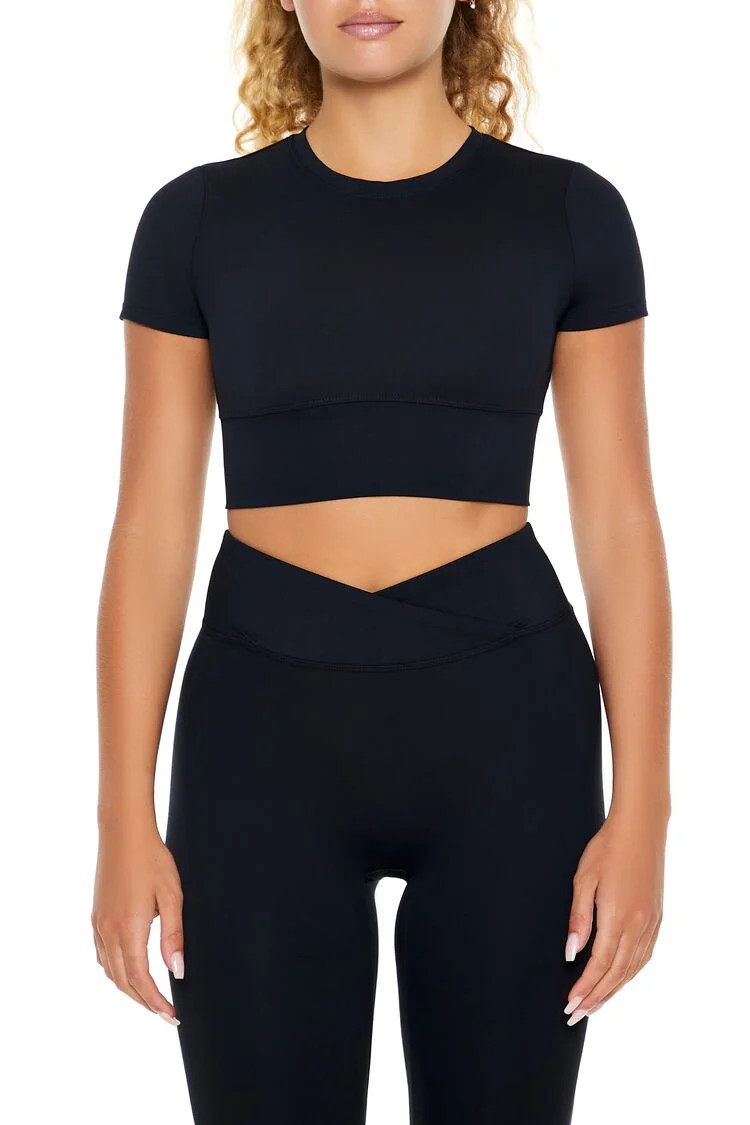 Women's Active Cutout Crop Top in Black Medium | Forever 21