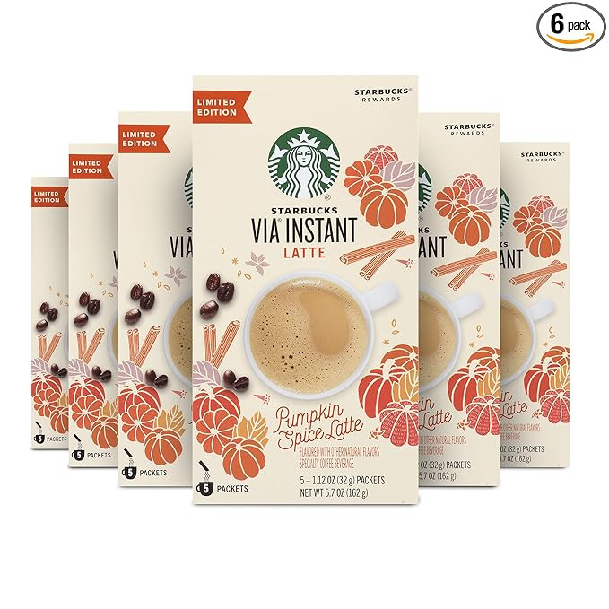 Starbucks VIA Instant Pumpkin Spice Latte, 30 Count (Pack of 6) | Amazon (US)