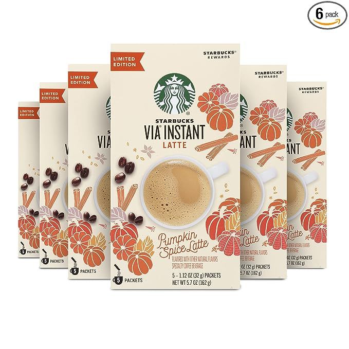 Starbucks VIA Instant Pumpkin Spice Latte, 30 Count (Pack of 6) | Amazon (US)