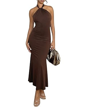 SOLY HUX Women's Bodycon Maxi Dress Halter Neck Sleeveless Backless Twist Party Club Going Out Lo... | Amazon (US)
