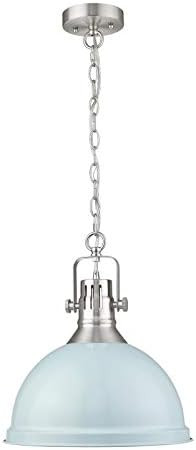Emliviar 1-Light Large Pendant Light, 14 Inch Industrial Hanging Light, Blue and Brushed Nickel F... | Amazon (US)