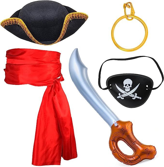 Yewong Captain Pirate Costume Accessory Set Tricorn Pirate Hat Pirate Accessories Kit Pirate Cost... | Amazon (US)