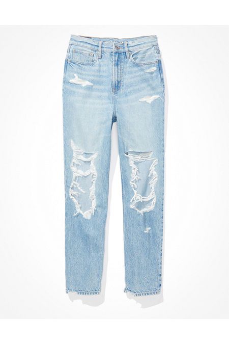 AE Highest Waist Ripped 90s Boyfriend Jean Women's Blown Out Blue 20 Regular | American Eagle Outfitters (US & CA)