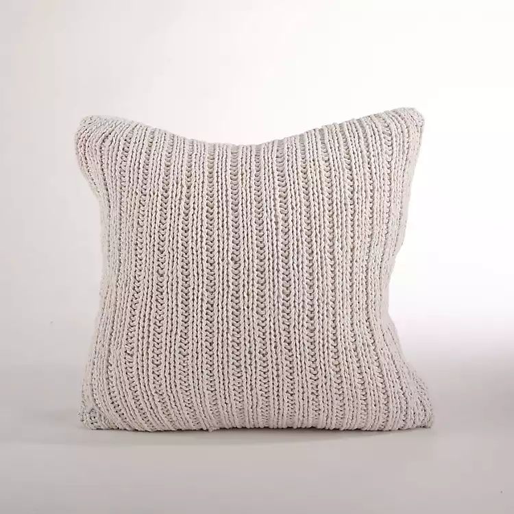 Ivory Knitted Cotton Pillow | Kirkland's Home