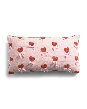 14x24 Gauze Bow Heart 3d Embroidery Pillow | TJ Maxx