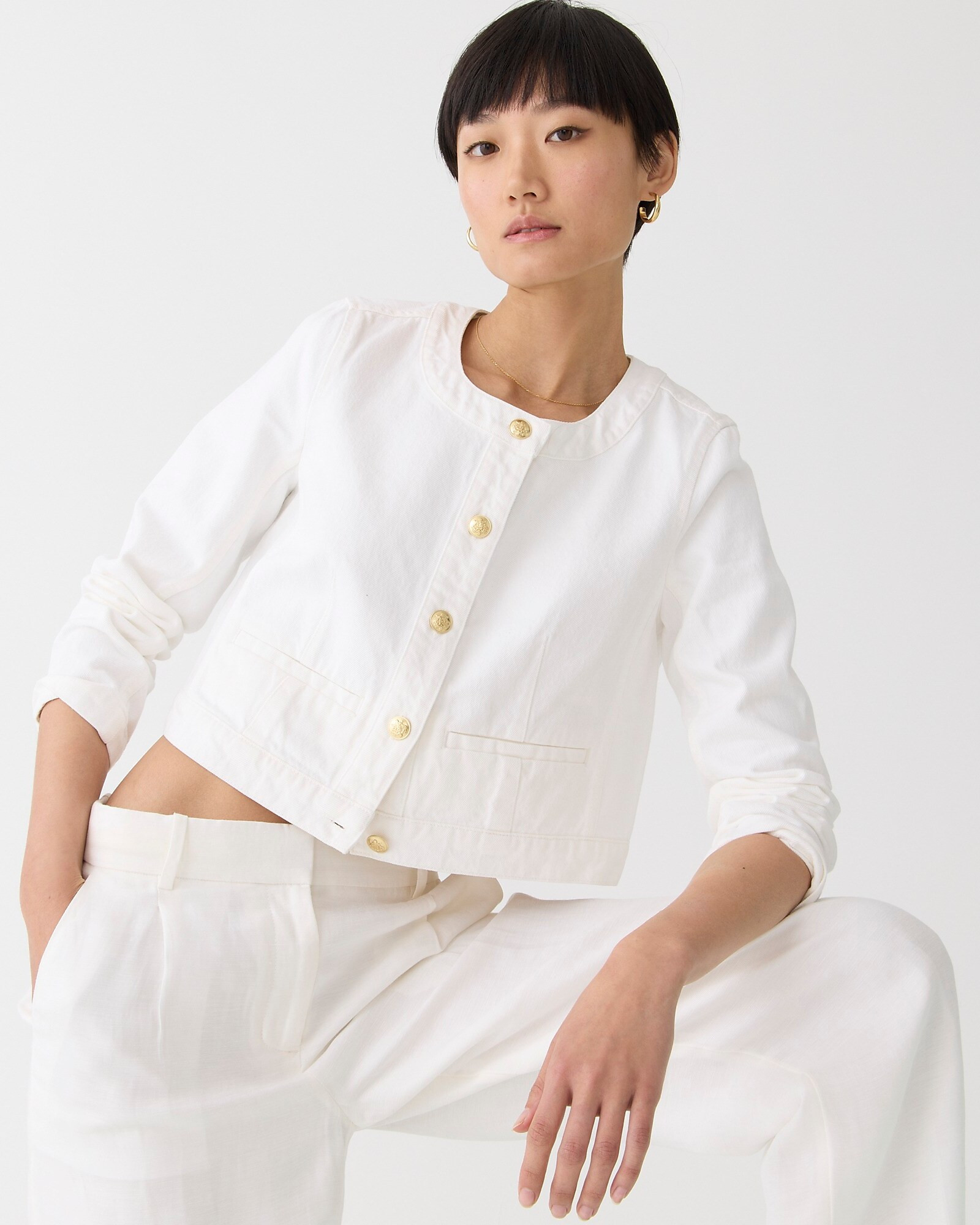 Louisa lady jacket in white denim | J. Crew US