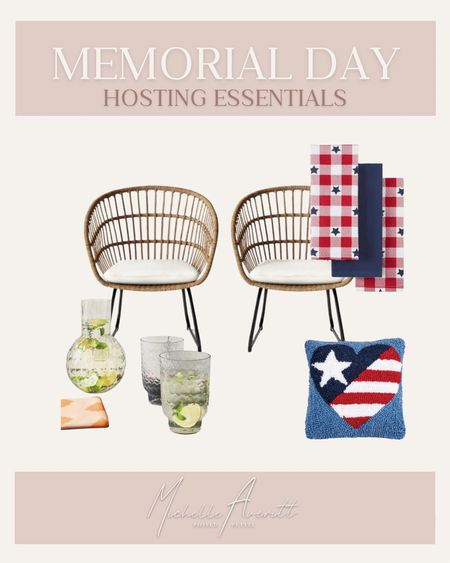 Cute, red white and blue summer hosting essentials! If you are hosting a memorial day cookout, this drink carafe is one of my favorite! 

#LTKParties #LTKHome #LTKSeasonal