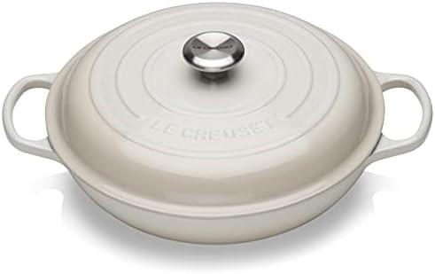 Le Creuset Signature Enamelled Cast Iron Shallow Casserole Dish With Lid, 30 cm, 3.2 Litres, Meringu | Amazon (UK)