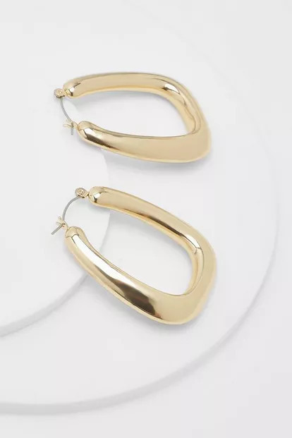 Gold Tubular Oval Hoops | Boohoo.com (US & CA)