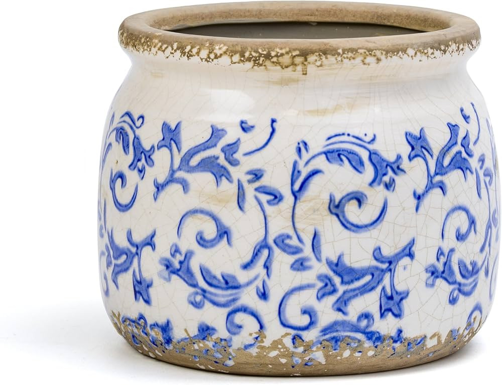 Vintage Ceramic Ice Crack Flower Pot with Drainage Holes, Country Rustic Planters for Indoor and ... | Amazon (US)