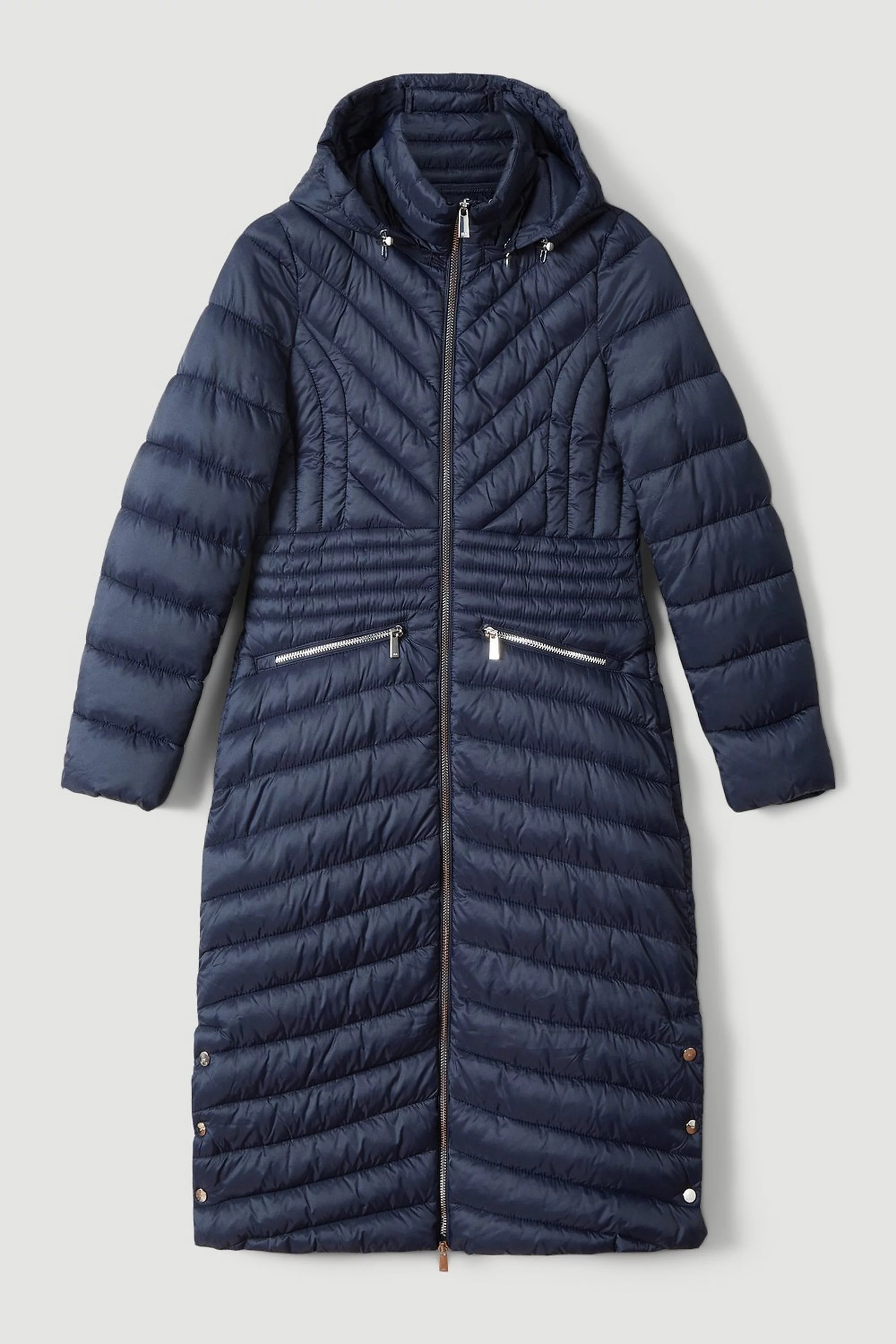 Lightweight Puffer Packable Longline Coat | Karen Millen UK + IE + DE + NL