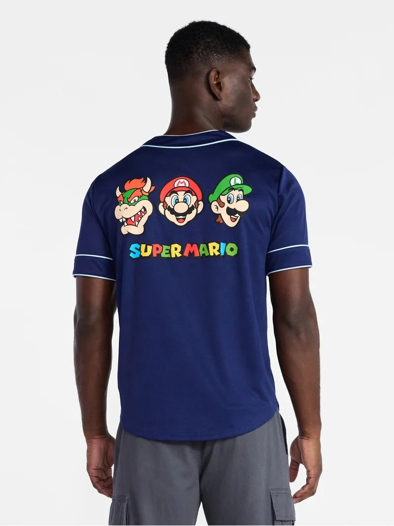 Super Mario Men's and Big Men's Baseball Jersey, Sizes XS-3XL | Walmart (US)