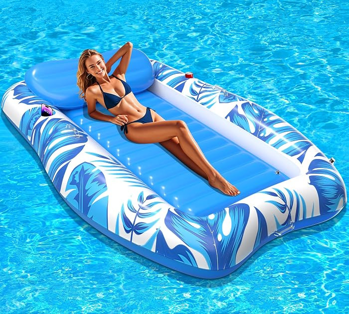 DeeprBling Luftmatratze Pool Erwachsene, Gro\u00dfe Luftmatratze Wasser mit Aufblasbare Kissen, G... | Amazon (DE)