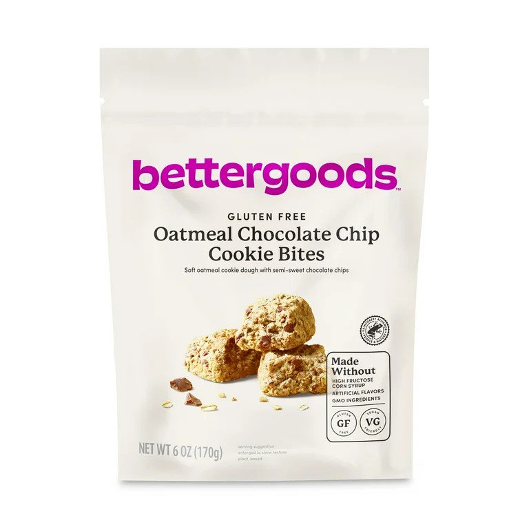 bettergoods Gluten Free Oatmeal Chocolate Chip Cookie Bites, 6 oz | Walmart (US)