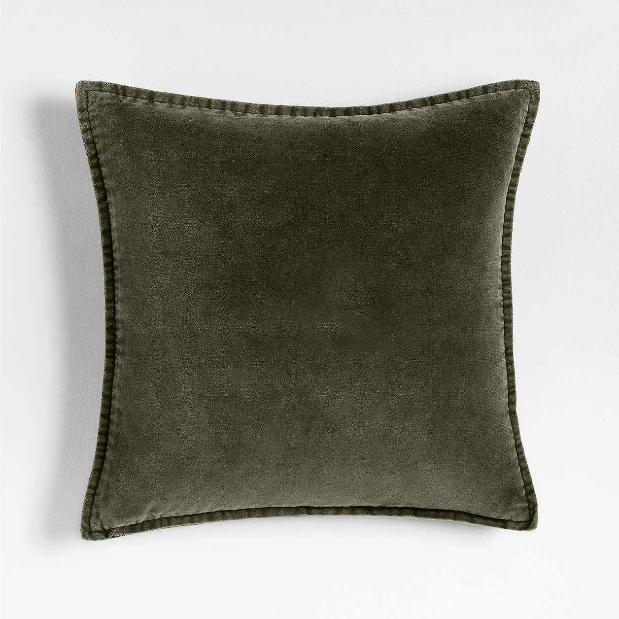 Relaxed Washed Organic Cotton Velvet 20"x20" Burnt Green Throw Pillow Cover + Reviews | Crate & B... | Crate & Barrel
