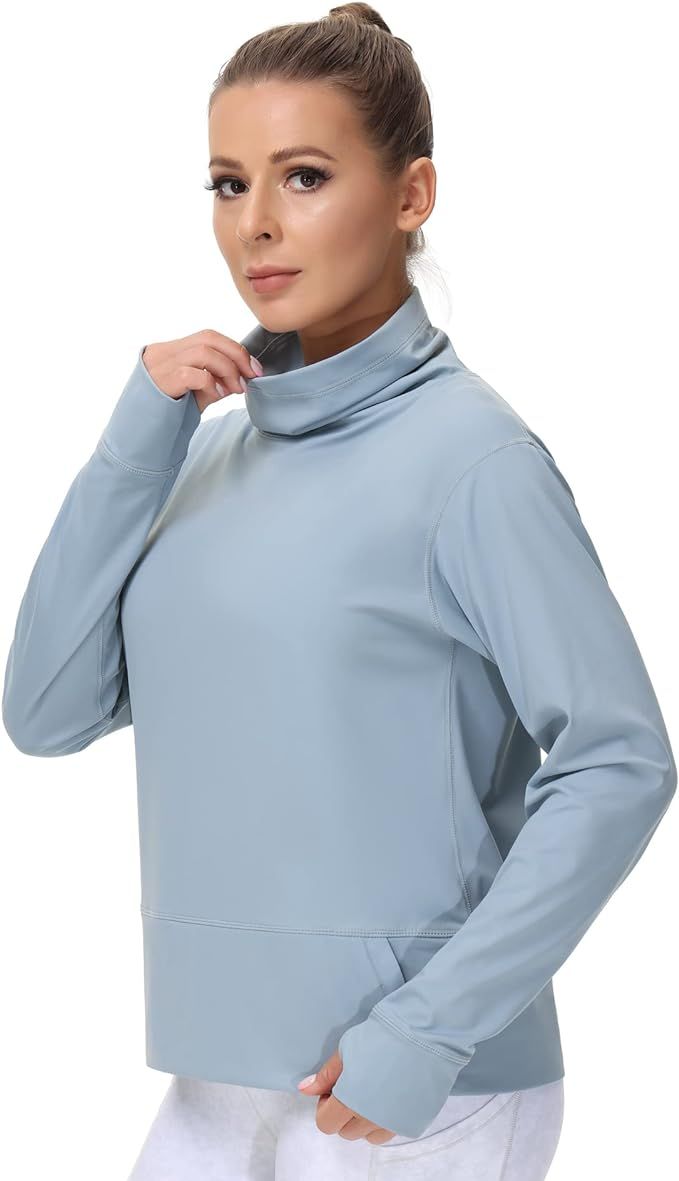 THE GYM PEOPLE Women's Long Sleeve Cowl Neck Loose Fit Workout Hiking Pullover Sweatshirt With Po... | Amazon (US)