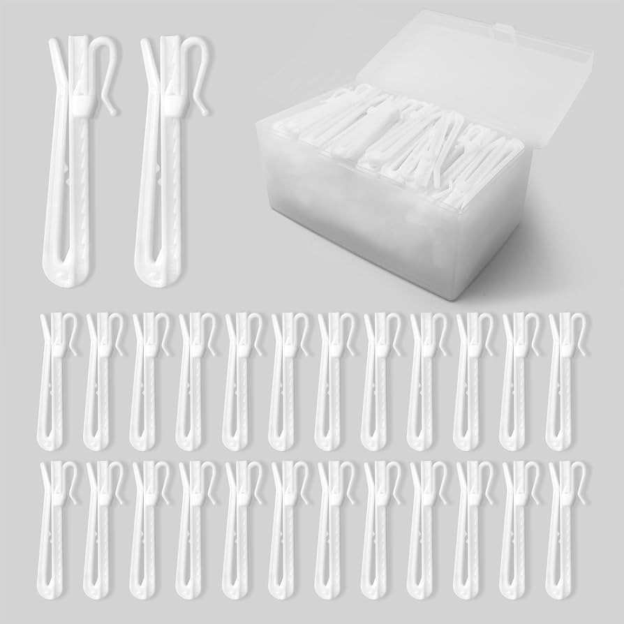 80 Pcs Adjustable Pinch Pleat Curtain Hooks Curtain Clips, Plastic Curtain Hooks for Drapes, Curt... | Amazon (US)