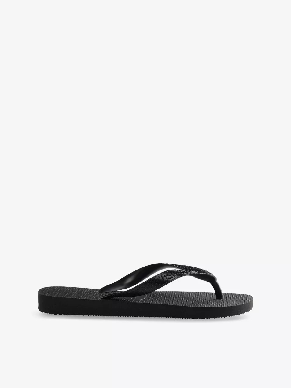Square logo-embossed rubber flip-flops | Selfridges