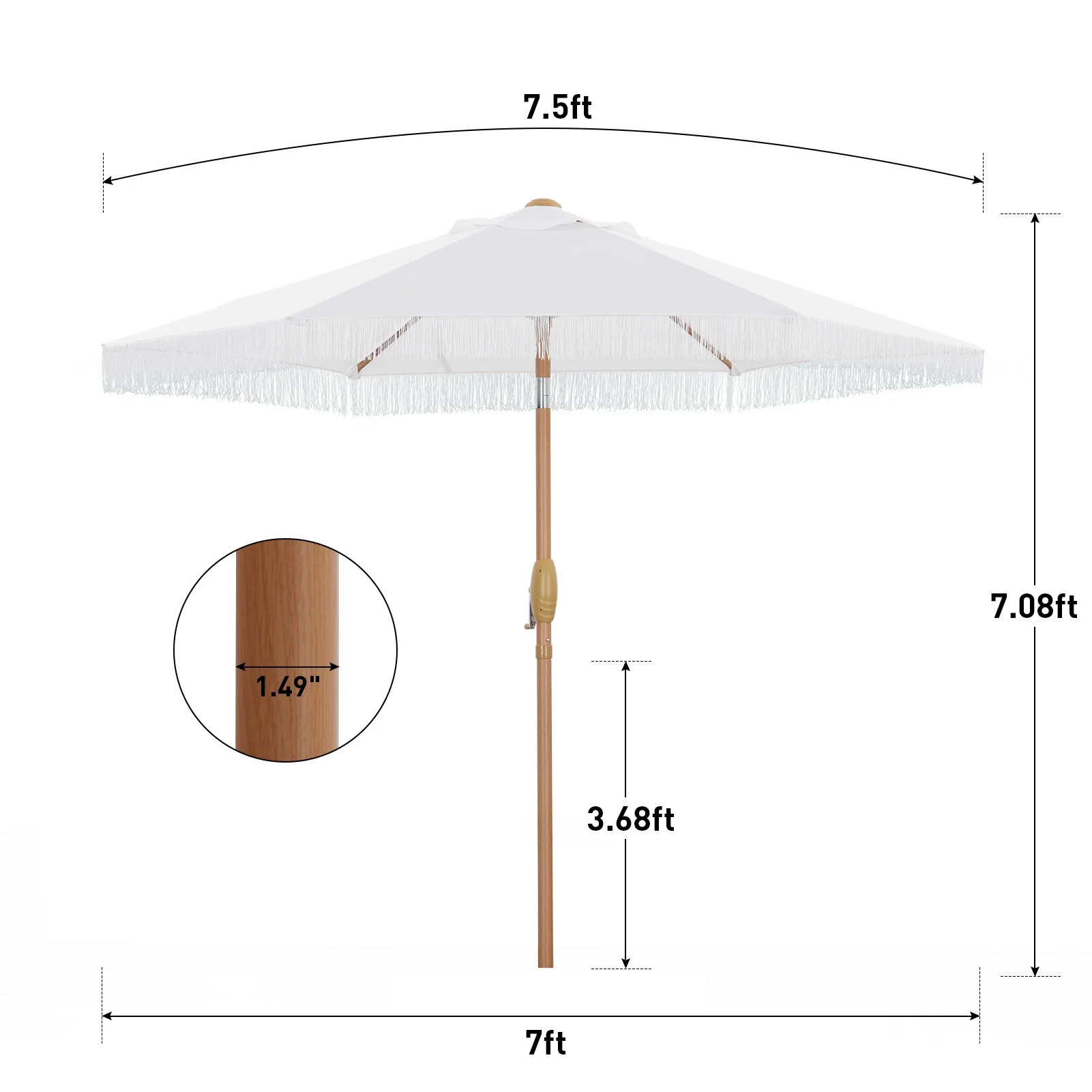 Autlaycil 7.5 ft Fringe Patio Umbrella, Outdoor Table Tassels Umbrella with Push Button Tilt and ... | Walmart (US)