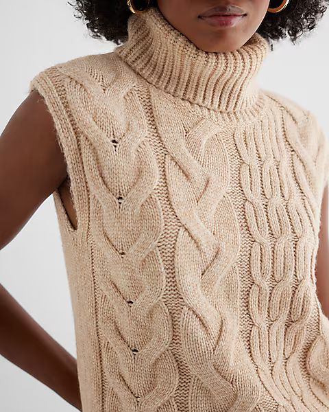 Cable Knit Turtleneck Sweater Vest | Express