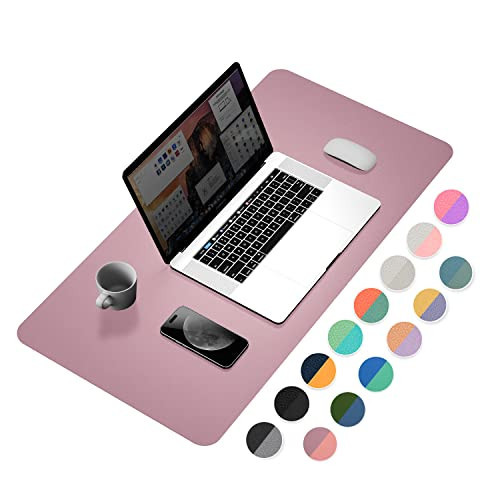 YSAGi Desk Pad, Desk Mat, Dual-Sided Desk Pad, 31.5" x 15.7" Laptop Leather Desk Pad Protector, Desk Blotter for Keyboard and Mouse, Waterproof Desk Writing Pad for Office and Home (Dark Pink+Pink) | Amazon (US)