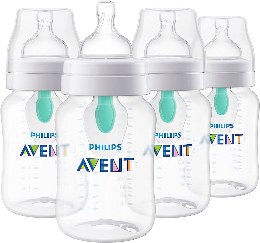 Philips AVENT Anti-Colic Baby Bottles with AirFree Vent, 9oz, 4pk, Clear, SCY703/04 | Amazon (US)