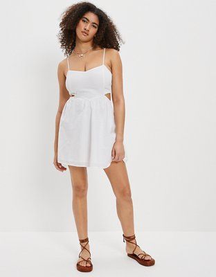 AE Smocked Cut-Out Mini Dress | American Eagle Outfitters (US & CA)