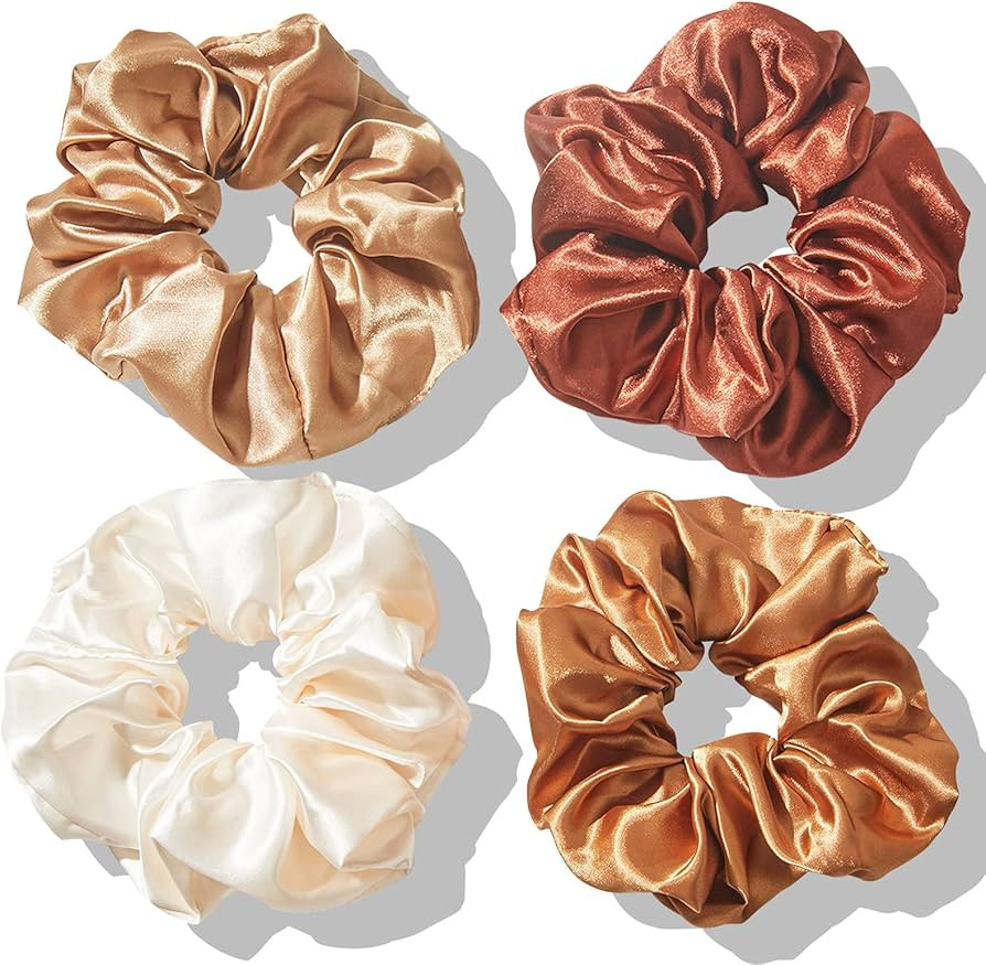 4pcs Silk Satin Hair Ties,Oversized Soft Hair Scrunchies for Women Girls Gift,Elastic Ponytail Ho... | Amazon (US)