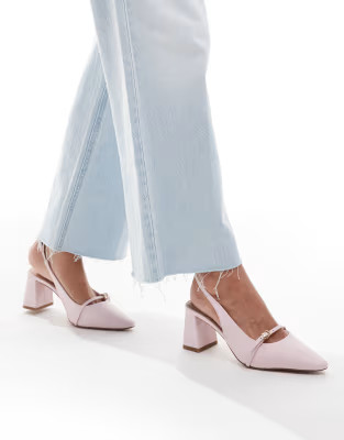 ALDO Skepper slingback block heeled shoes in light pink leather | ASOS | ASOS (Global)