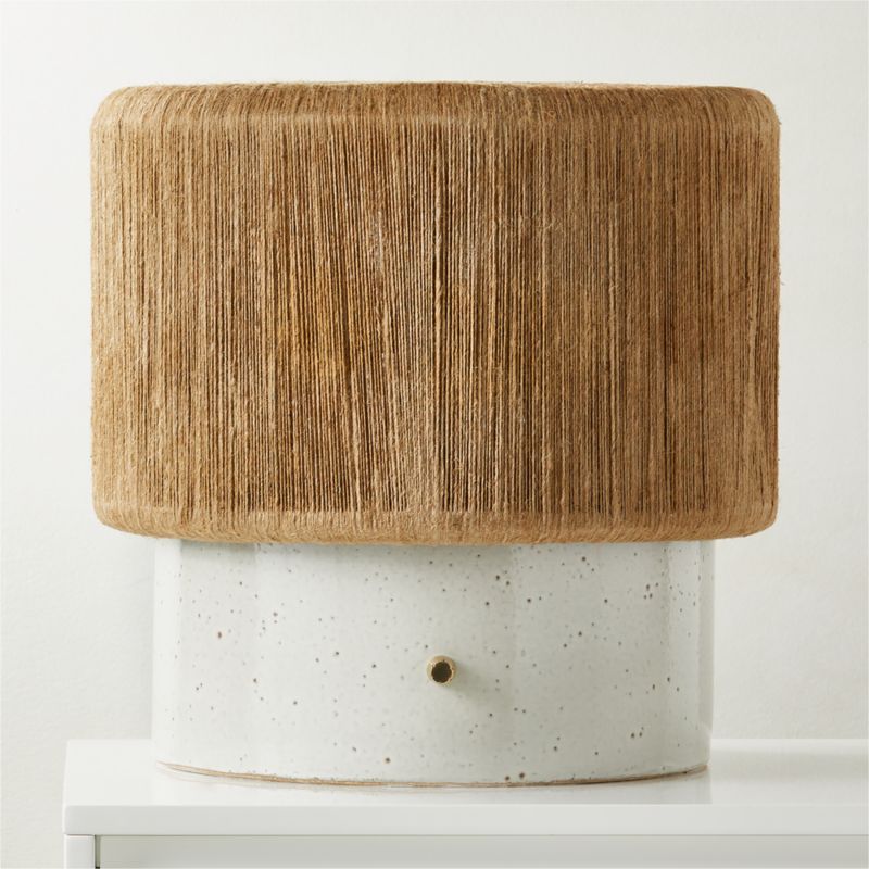 Ramble Short White Ceramic Modern Table Lamp with Jute Shade + Reviews | CB2 | CB2