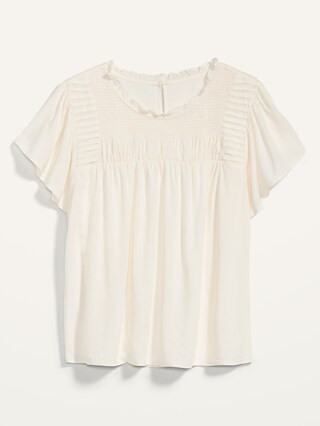 Flutter-Sleeve Smocked Pintucked Swing Blouse for Women | Old Navy (US)