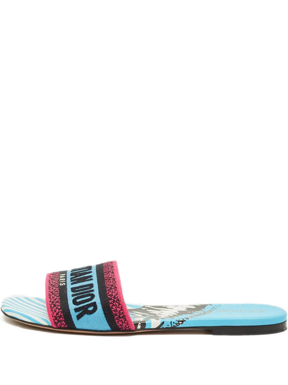 Christian Dior Pre-Owned Dway logo-embroidered sandals - Blue | Farfetch Global