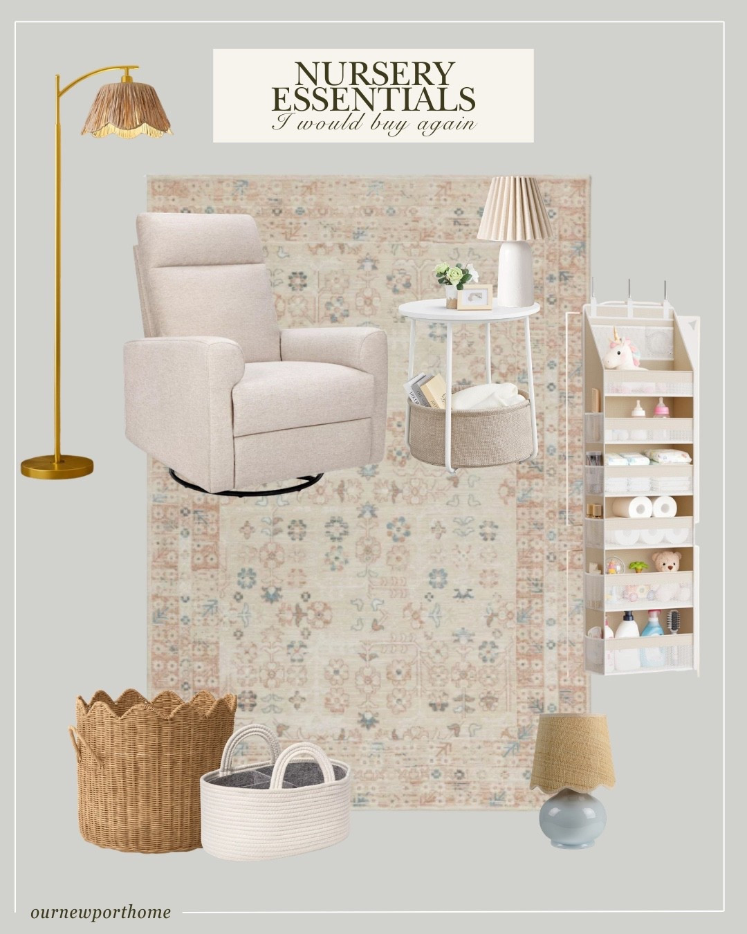 If I were starting from scratch, these are the nursery pieces I’d buy again without overthinking - they’re the ones we actually use every single day. A mix of comfort, function, and those finishing touches that make the room feel calm and pulled together.





nursery essentials list, nursery must haves, best nursery glider chair, nursery rug ideas, nursery lighting ideas, nursery table lamp, nursery floor lamp, nursery storage baskets, nursery side table storage, functional nursery furniture, neutral nursery decor, baby room essentials, nursery setup ideas, what to buy for nursery

#LTKHome #LTKBump #LTKBaby
