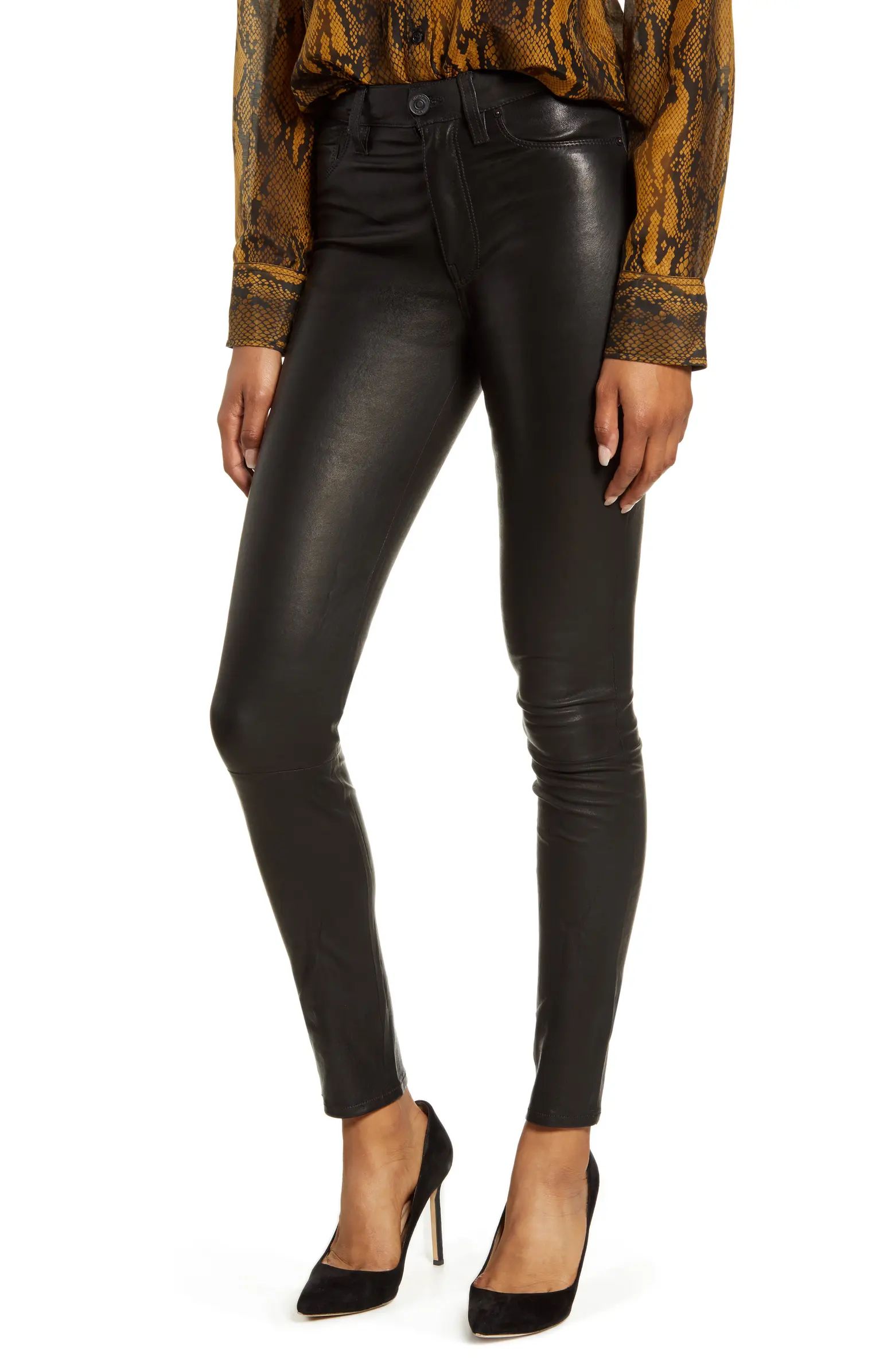 Hudson Barbara High Waist Super Skinny Leather Pants | Nordstrom