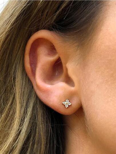 Cubic Zirconia Decor Silver Stud Earrings For Women Bridal Wedding Fine Jewelry | SHEIN