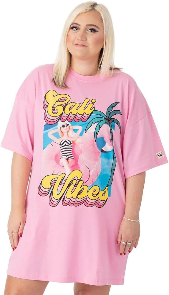 Barbie Oversized T-Shirt Dress Ladies Womens | Adults California Vibes Doll Short Sleeve Summer O... | Amazon (US)
