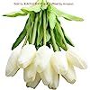 XIAOHESHOP XHSP 30 pcs Real-Touch Artificial Tulip Flowers Home Wedding Party Decor (Pure White) | Amazon (US)