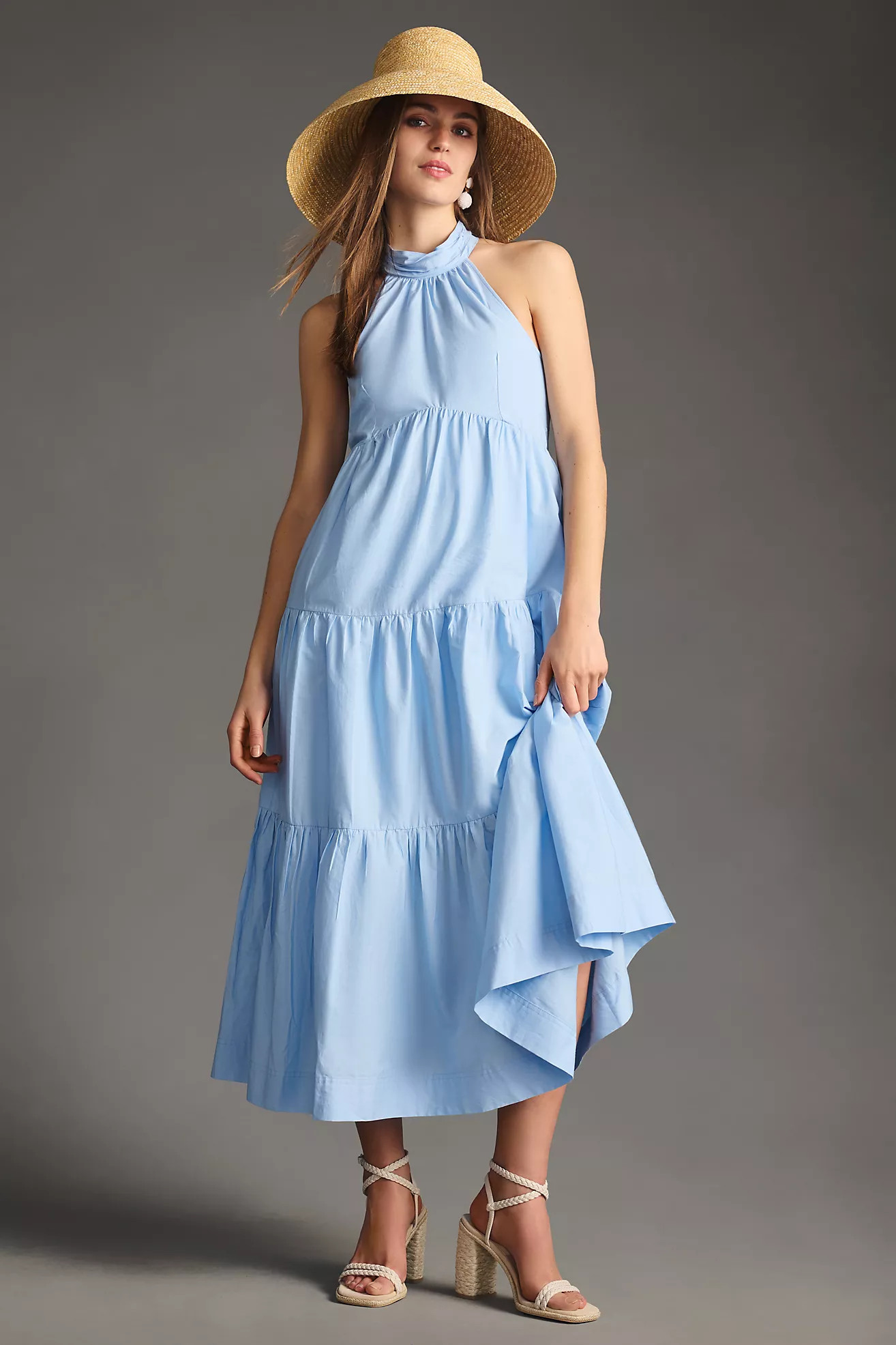 Maeve Tiered Halter Midi Dress | Anthropologie (US)
