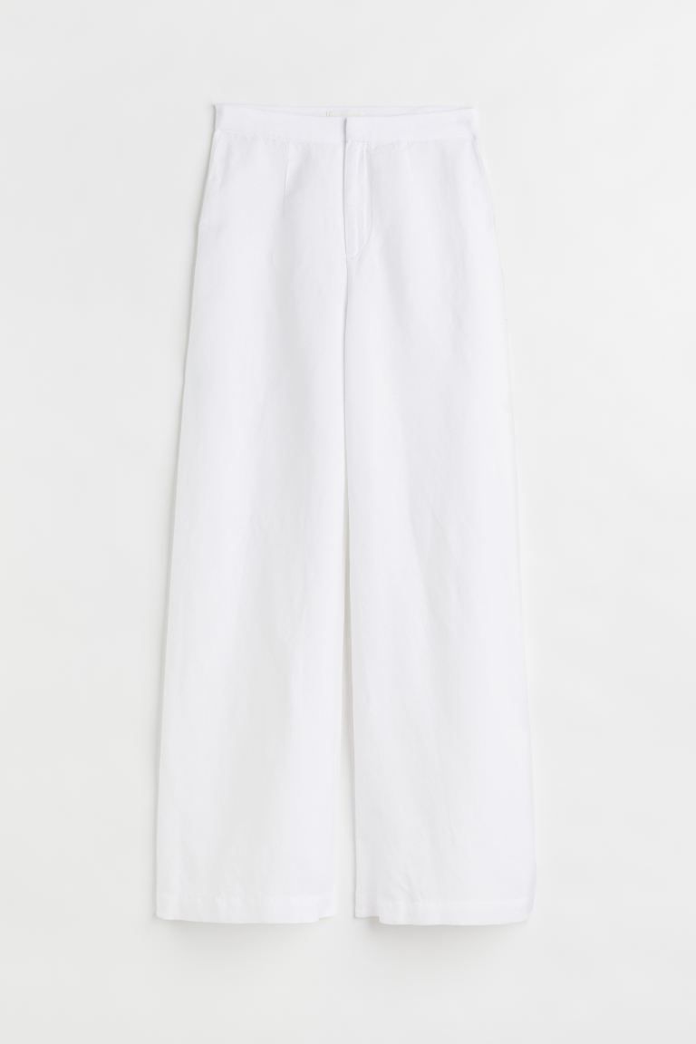 New ArrivalWide, tailored trousers in a linen and viscose weave. High waist, a zip fly and concea... | H&M (US + CA)