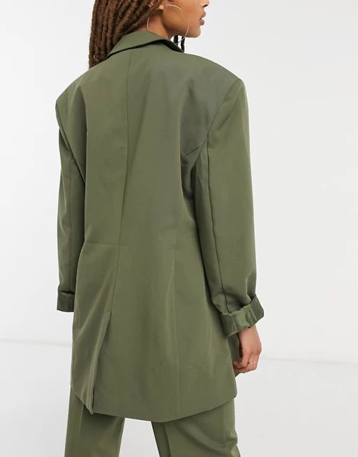 COLLUSION oversized double breasted dad blazer in olive green | ASOS (Global)
