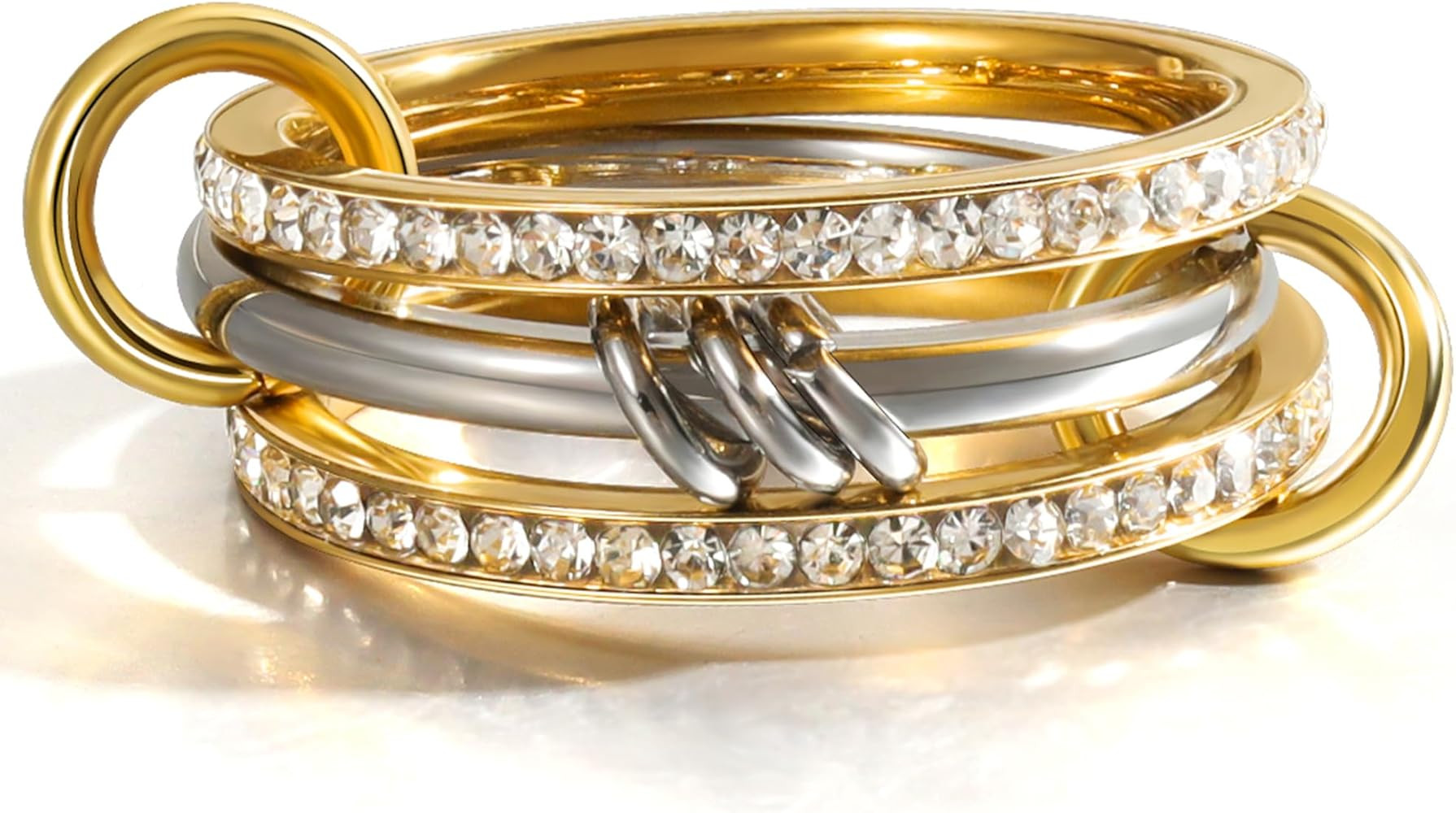 Gold Stackable Rings for Women Non Tarnish 18k Gold Plated Cubic Zirconia Rings Statement Multi R... | Amazon (US)