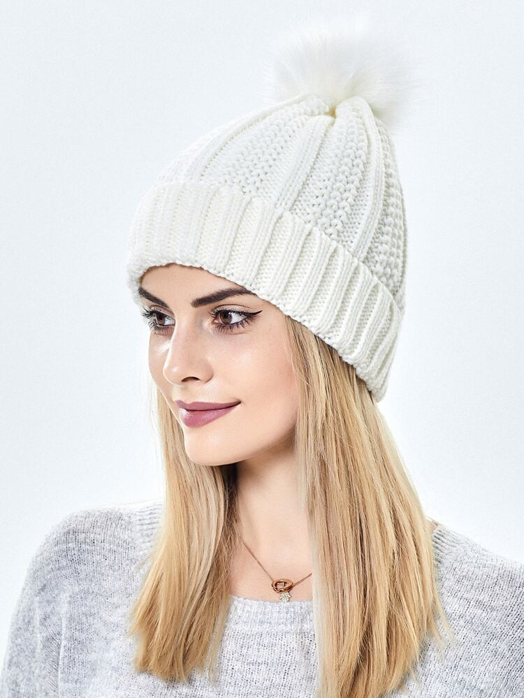 Pom Pom Decor Knitted Hat | SHEIN