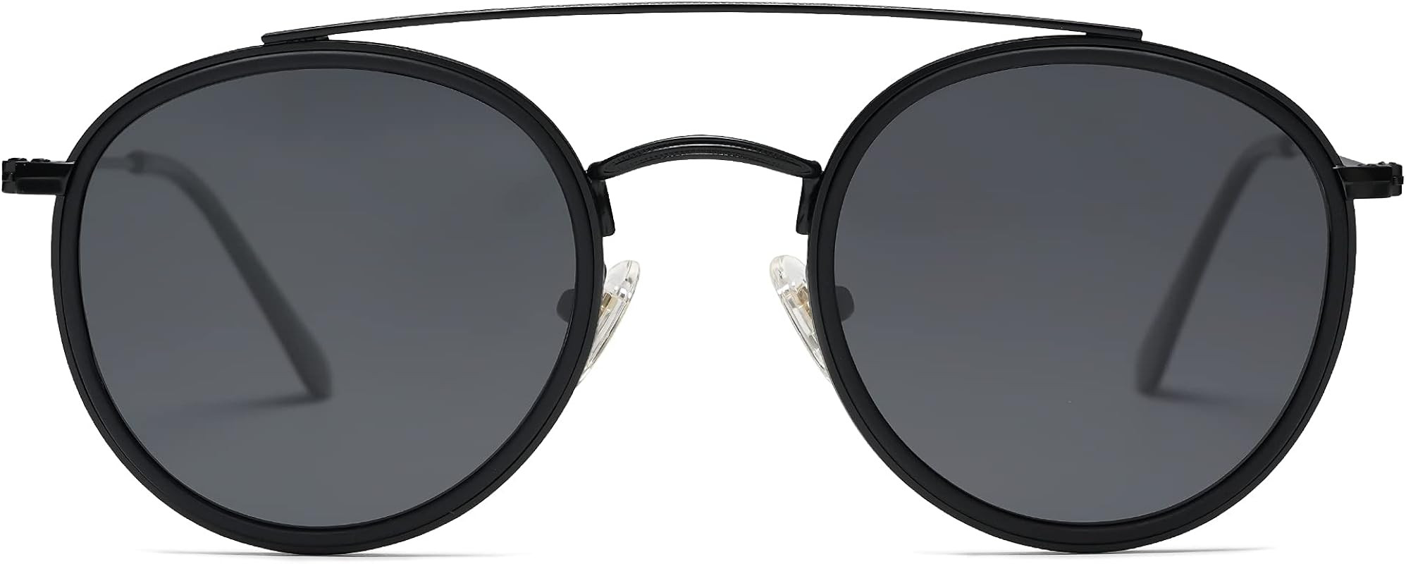 SOJOS Retro Round Double Bridge Polarized Sunglasses for Women Men Twin Beams Circular UV400 Sunn... | Amazon (US)