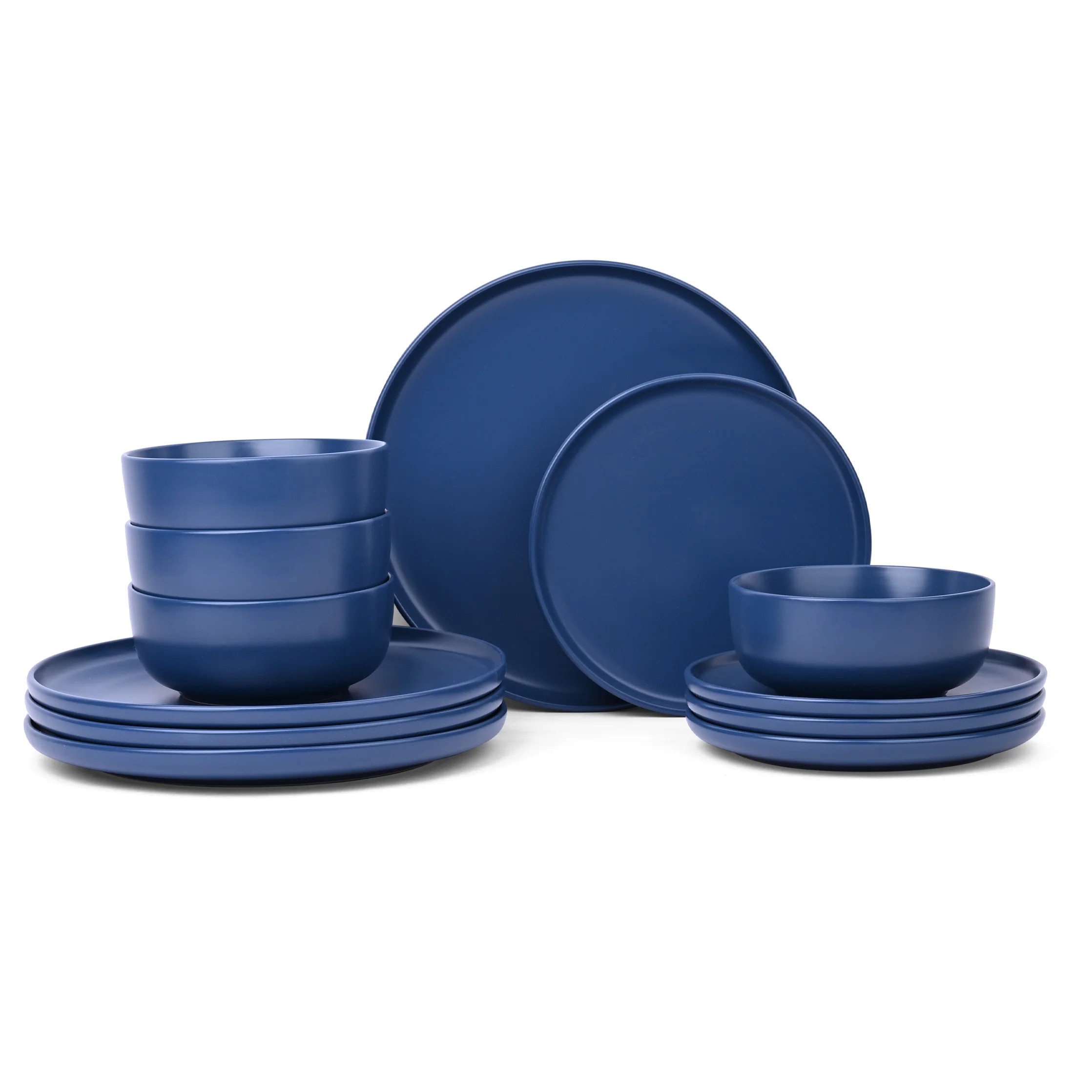 Mainstays Alessandra 12-Piece Stoneware Dinnerware Set Blue - Walmart.com | Walmart (US)