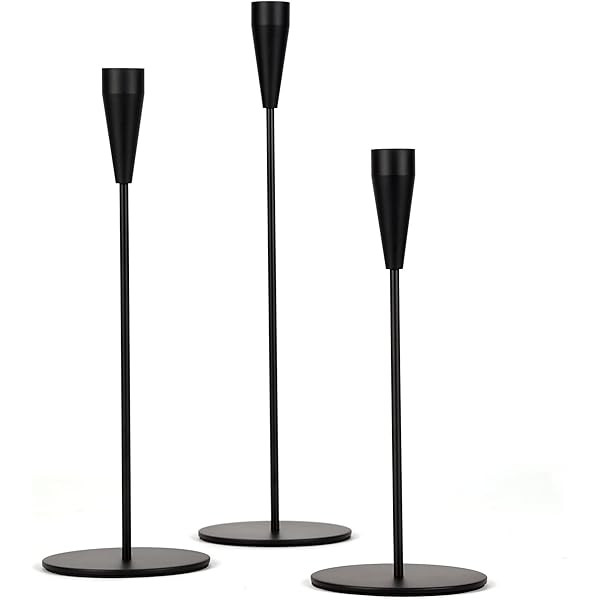 DEVI Candlestick Holders 3pcs, Black Taper Candle Holders for Candlesticks, Modern Farmhouse Fall Ho | Amazon (US)