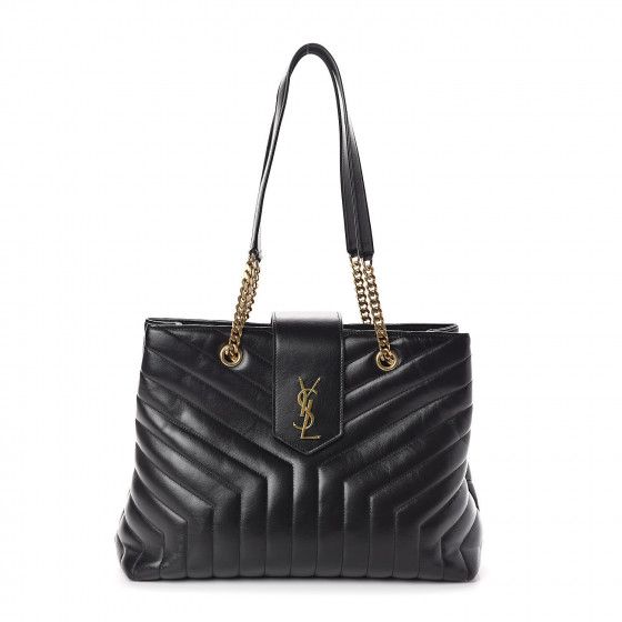 Calfskin Y Quilted Monogram Large Loulou Shopper Black | Fashionphile